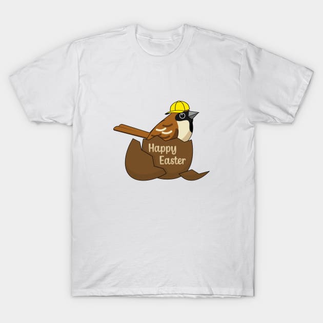 Cute Sparrow Chocolate Egg Happy Easter T-Shirt by BirdAtWork